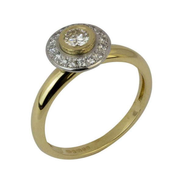Finnies The Jewellers 18ct Yellow and White Gold Diamond Spinning Halo Dress Ring