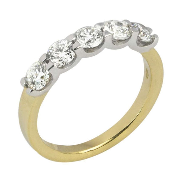 Finnies The Jewellers 18ct Yellow and White Gold Five Stone Diamond Ring 0.94ct