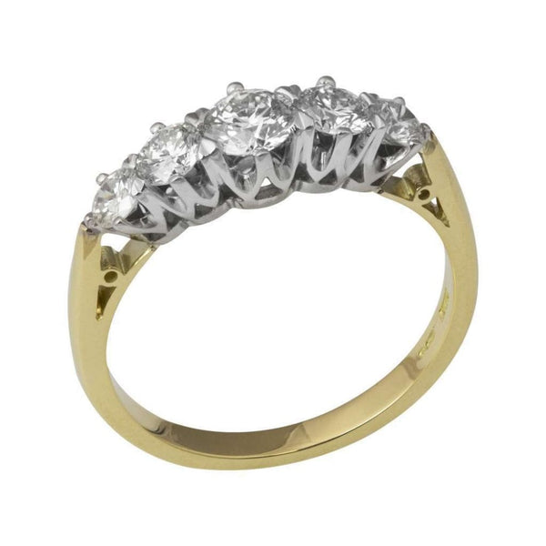 Finnies The Jewellers 18ct Yellow and White Gold Five Stone Graduated Diamond Ring