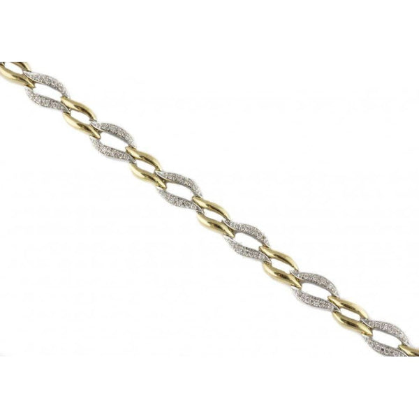 Finnies The Jewellers 18ct Yellow and White Gold Narrow Oval Open Diamond Bracelet