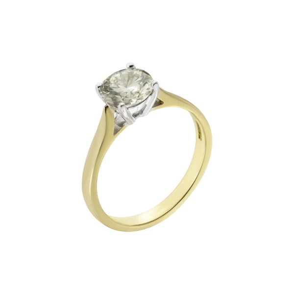 Finnies The Jewellers 18ct Yellow and White Gold Solitaire Diamond Ring 1.33ct
