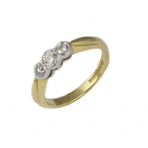 Finnies The Jewellers 18ct Yellow and White Gold Three Stone Diamond Ring