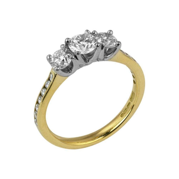 Finnies The Jewellers 18ct Yellow and White Gold Three Stone Diamond Ring Total 1.15ct