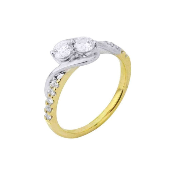 Finnies The Jewellers 18ct Yellow and White Gold Two Stone Diamond Twist