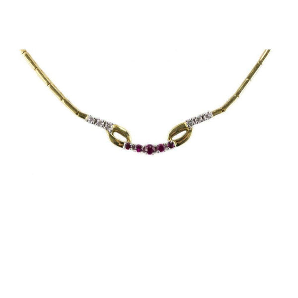 Finnies The Jewellers 18ct Yellow Diamond Ruby Centre Piece Necklet