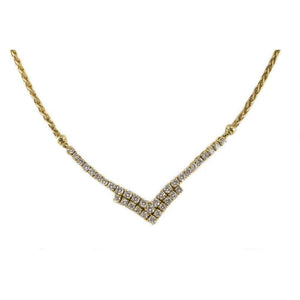 Finnies The Jewellers 18ct Yellow Gold 2 Rows 'V' Shaped Diamond Necklet