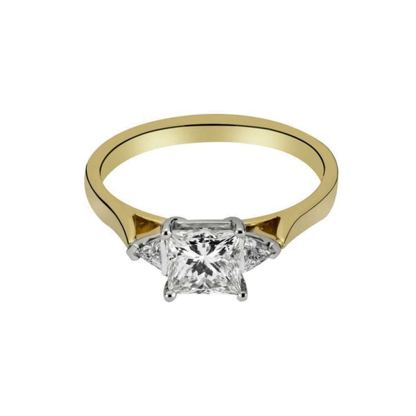 Finnies The Jewellers 18ct Yellow Gold Band with Platinum Head Solitaire Diamond Ring