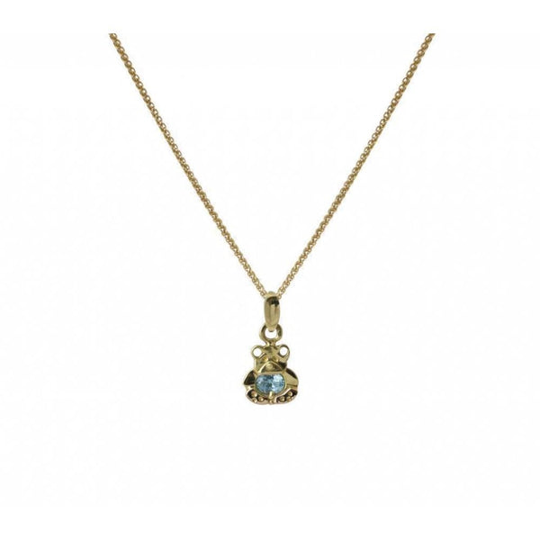 Finnies The Jewellers 18ct Yellow Gold Blue Topaz Set Teddy Pendant