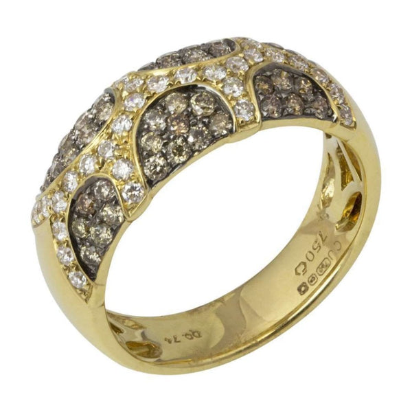 Finnies The Jewellers 18ct Yellow Gold Brown & White Diamond Ring 0.74ct