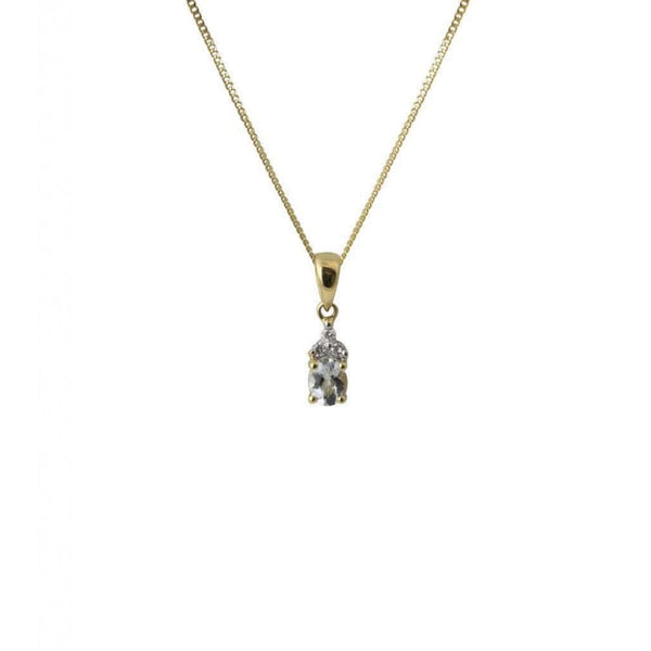 Finnies The Jewellers 18ct Yellow Gold Diamond & Aqua Pendant