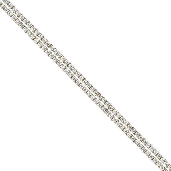 Finnies The Jewellers 18ct Yellow Gold Diamond Claw Set Two Row Line Bracelet