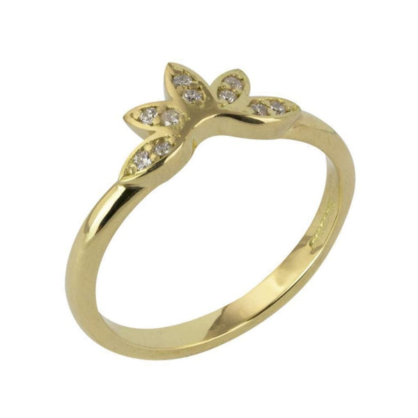 Finnies The Jewellers 18ct Yellow Gold Diamond Five Petal Shaped Wedding Ring 0.08ct