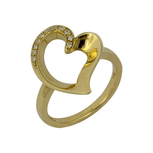 Finnies The Jewellers 18ct Yellow Gold Diamond Grain Set Large Open Heart Dress Ring