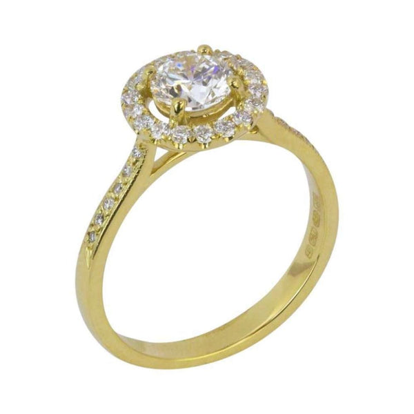 Finnies The Jewellers 18ct Yellow Gold Diamond Halo Ring 0.98ct