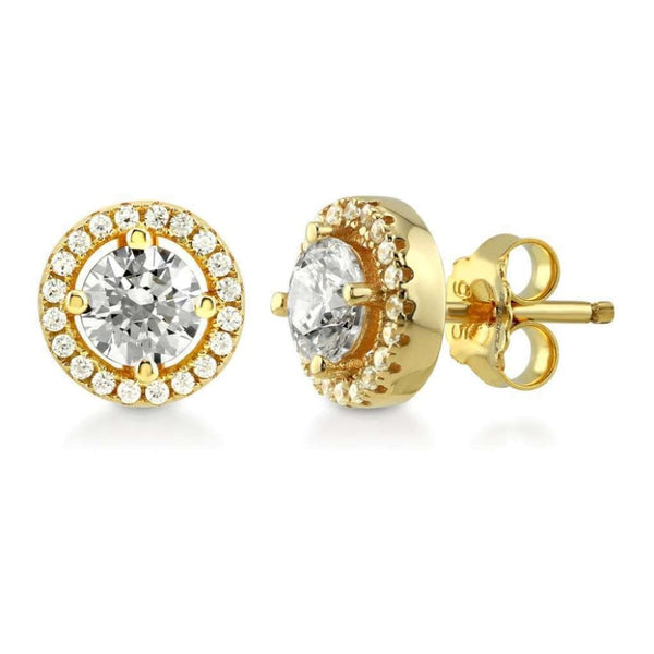 Finnies The Jewellers 18ct Yellow Gold Diamond Halo Stud Earrings