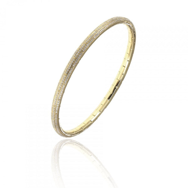Finnies The Jewellers 18ct Yellow Gold Diamond Pave Set Stretch Spring Bracelet