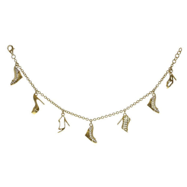 Finnies The Jewellers 18ct Yellow Gold Diamond Set Killer Heel Charm Bracelet
