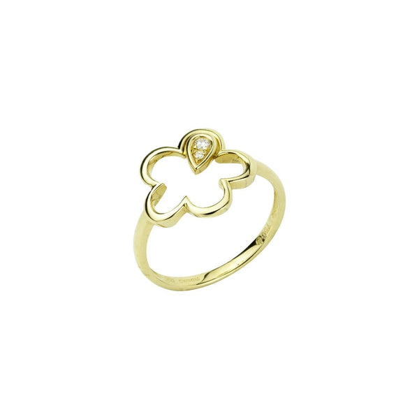 Finnies The Jewellers 18ct Yellow Gold Diamond Set Open Flower Design Dress Ring