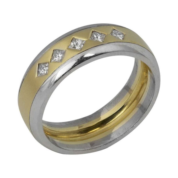 Finnies The Jewellers 18ct Yellow Gold Diamond Set Satin & Polished Wedding Band