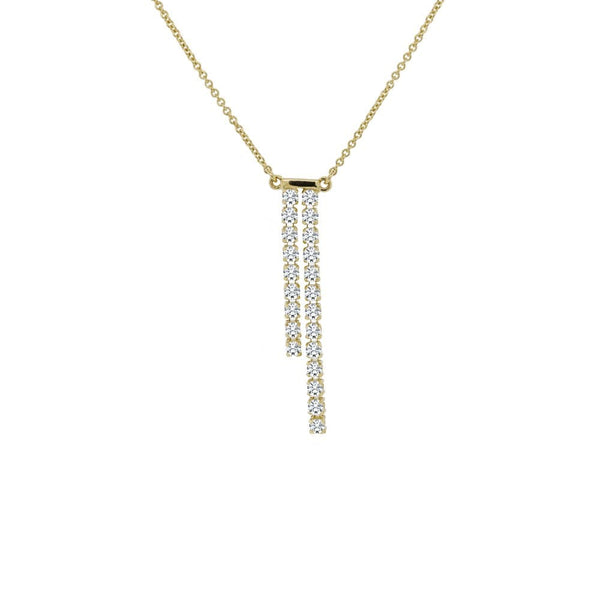 Finnies The Jewellers 18ct Yellow Gold Diamond Set Two Row Drop Pendant