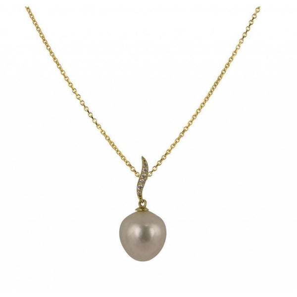 Finnies The Jewellers 18ct Yellow Gold Diamond & South Sea Pearl Pendant