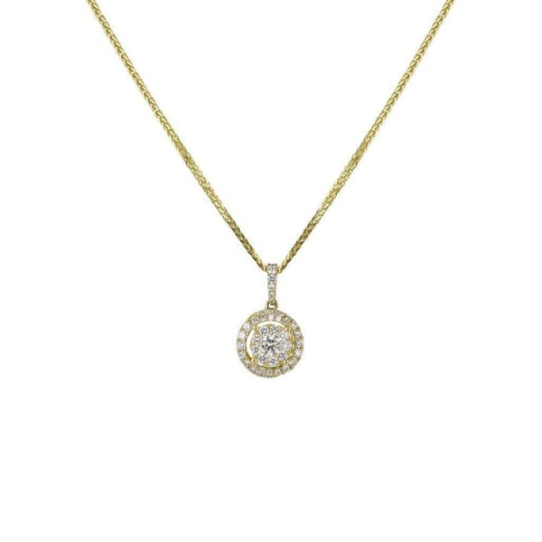 Finnies The Jewellers 18ct Yellow Gold Diamond Swirl Halo Pendant 0.54ct