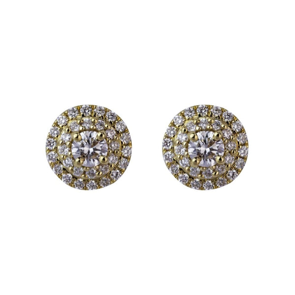 Finnies The Jewellers 18ct Yellow Gold Double Halo Diamond Stud Earrings 0.59ct