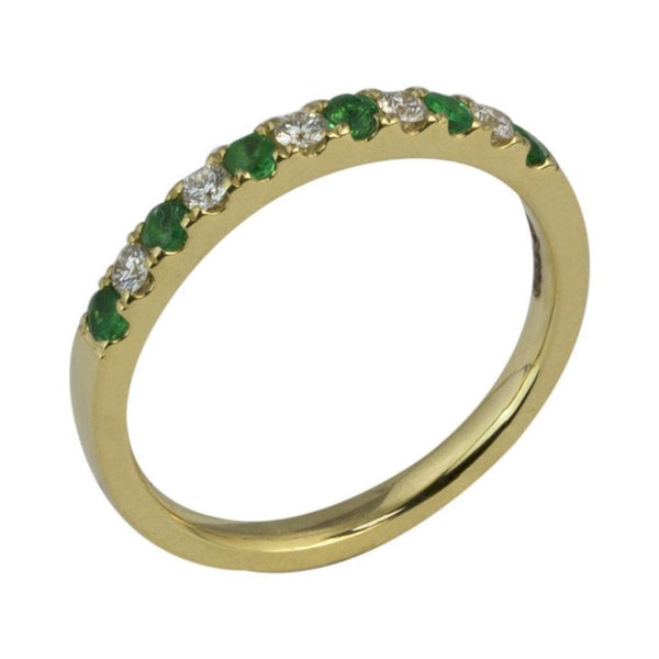 Finnies The Jewellers 18CT Yellow Gold Emeralds & Diamond Straight Eternity Style Rin