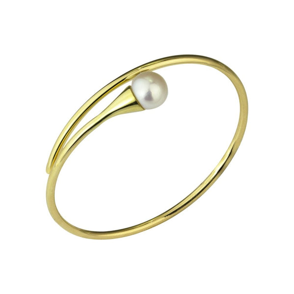 Finnies The Jewellers 18ct Yellow Gold Pearl Torque Bangle