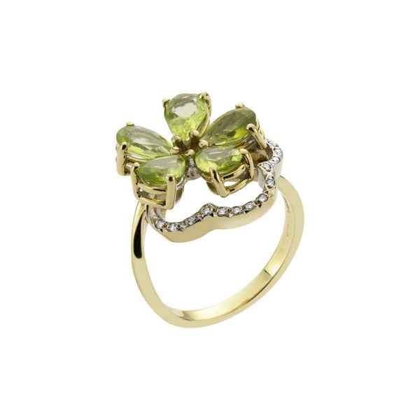 Finnies The Jewellers 18ct Yellow Gold Peridot & Diamond Flower Cluster Ring