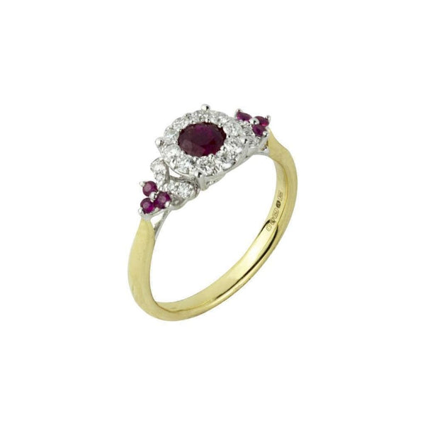 Finnies The Jewellers 18ct Yellow Gold Ruby And Diamond Cluster Ring