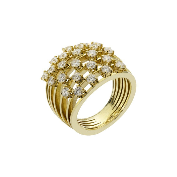 Finnies The Jewellers 18ct Yellow Gold Seven Strand Diamond Ring 1.58ct