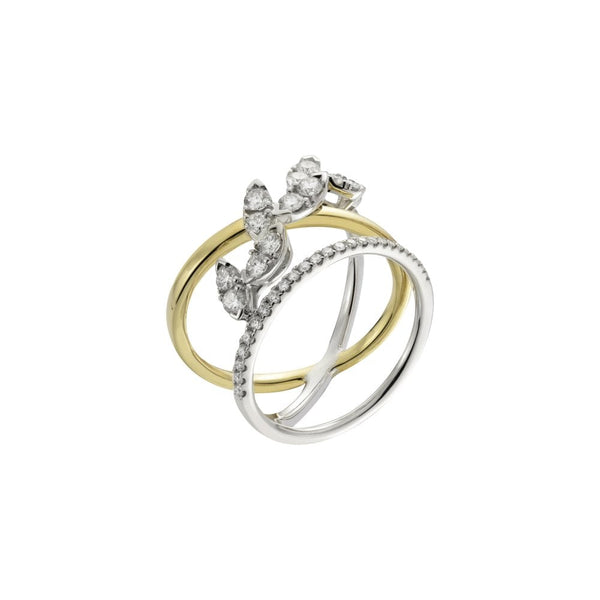 Finnies The Jewellers 18ct Yellow Gold Three Row Diamond Dress Ring
