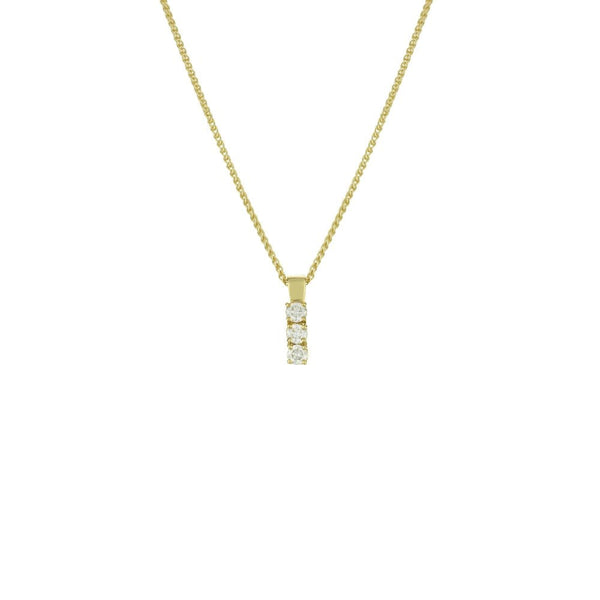 Finnies The Jewellers 18ct Yellow Gold Three Stone Diamond Bar Pendant with 16