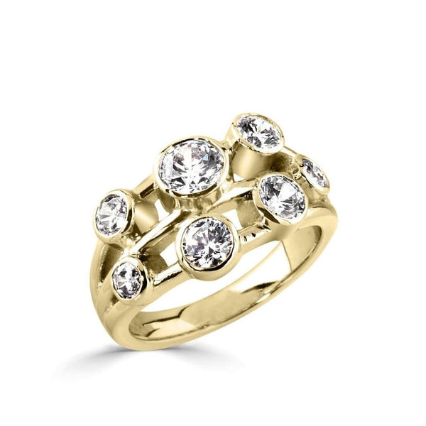 Finnies The Jewellers 18ct Yellow Gold Three Strand Diamond Bubble Ring 1.62ct