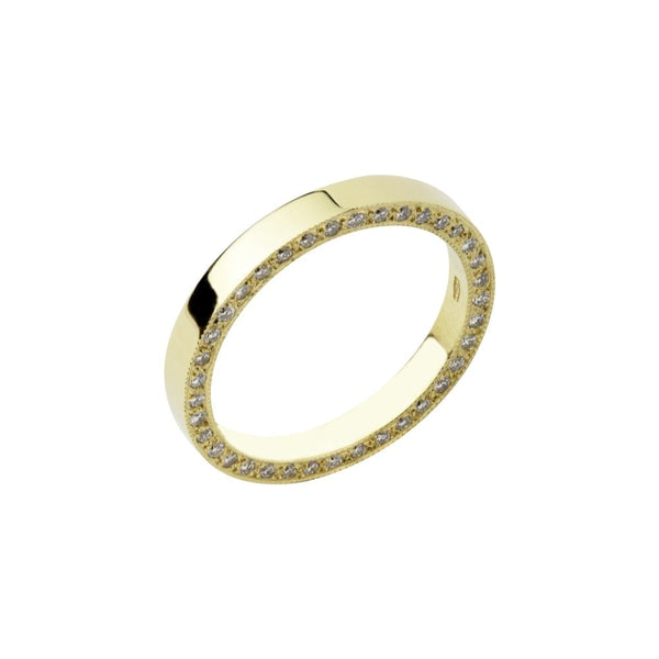 18ct Yellow Gold Wedding Ring With Diamonds Set Edge