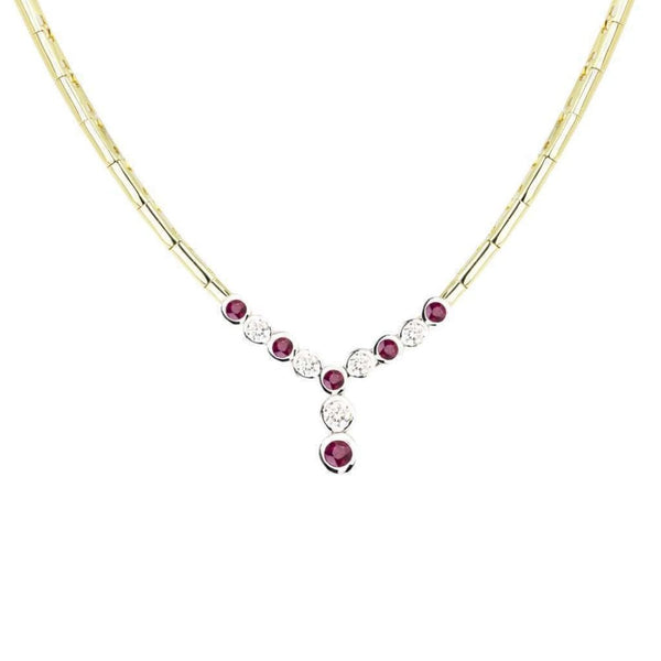 Finnies The Jewellers 18ct Yellow&White Gold Diamond 0.59 Ruby 1.05 Collarette
