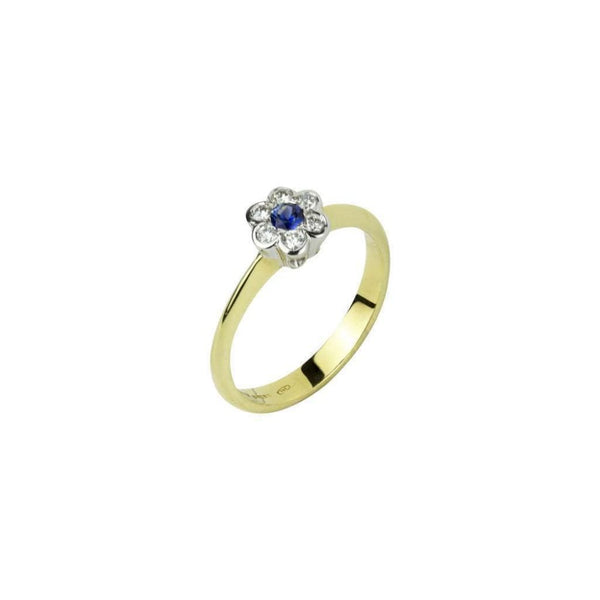 Finnies The Jewellers 18ct Yellow White Gold Diamond And Blue Sapphire Cluster Ring