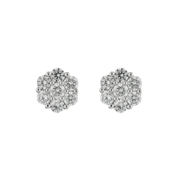 Finnies The Jewellers 18ct Yellow & White Gold Diamond Cluster Stud Earrings