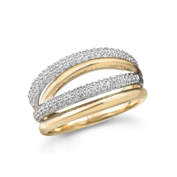 Finnies The Jewellers 18ct Yellow & White Gold Diamond Four Strand Dress Ring