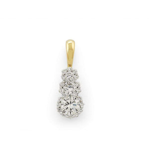 Finnies The Jewellers 18ct Yellow & White Gold Diamond Halo Graduated Cluster Drop Pendant
