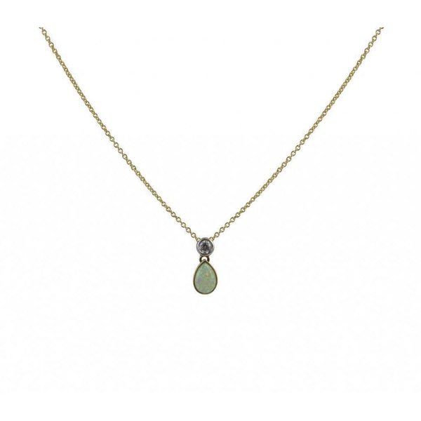 Finnies The Jewellers 18ct Yellow/White Gold Diamond & Opal Pendant
