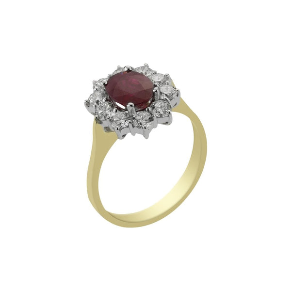Finnies The Jewellers 18ct Yellow & White Gold Diamond & Ruby Cluster Ring