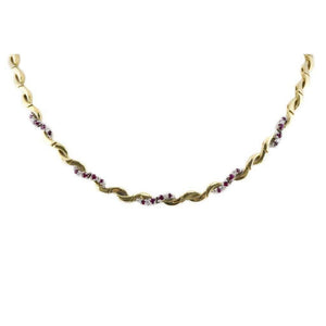 Finnies The Jewellers 18ct Yellow & White Gold Diamond & Ruby Wave Necklet