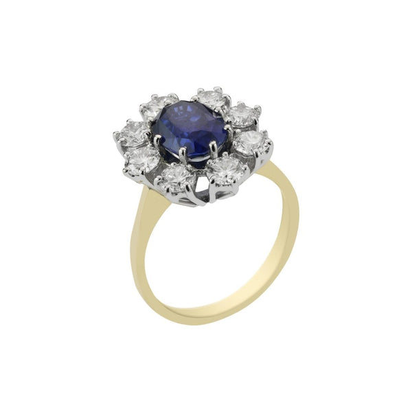 Finnies The Jewellers 18ct Yellow & White Gold Diamond & Sapphire Cluster Ring