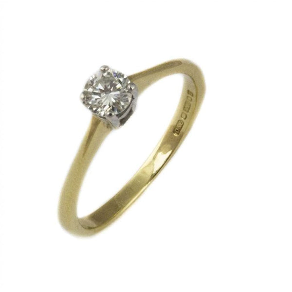 Finnies The Jewellers 18ct Yellow & White Gold Diamond Solitaire Ring 0.30ct