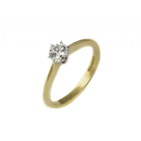 Finnies The Jewellers 18ct Yellow & White Gold Diamond Solitaire Ring 0.47ct