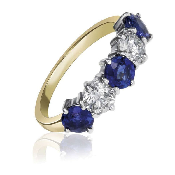Finnies The Jewellers 18ct Yellow & White Gold Diamond & Three Ceylon Sapphire Ring