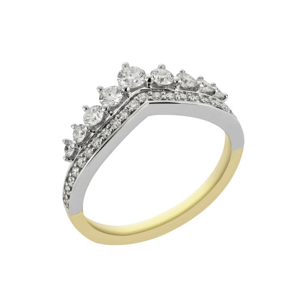 Finnies The Jewellers 18ct Yellow & White Gold Diamond Tiara Shaped Wedding Band