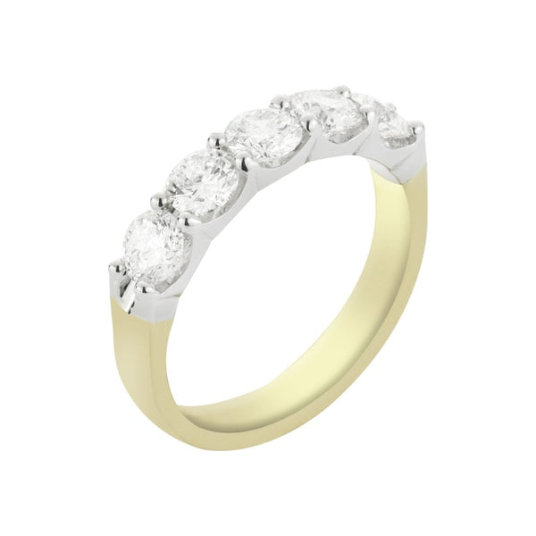 Finnies The Jewellers 18ct Yellow & White Gold Five Diamond Ring 1.25ct